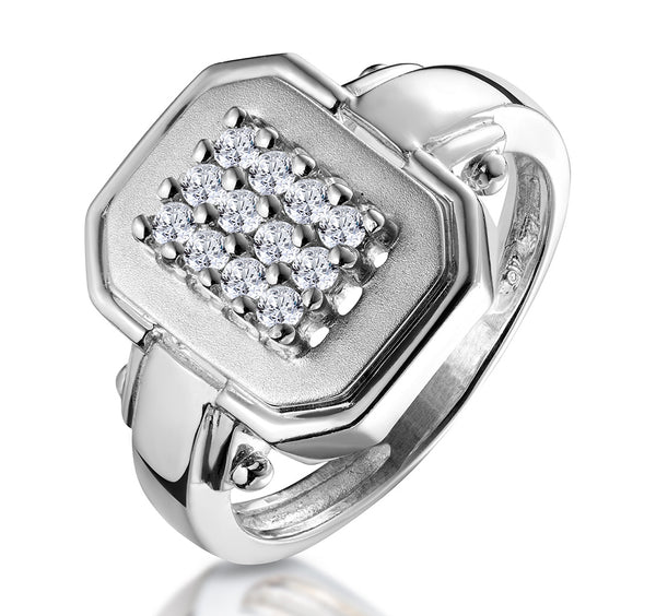 0.25ct Diamond Pave Ring in 9K White Gold - SIZE M 1/2